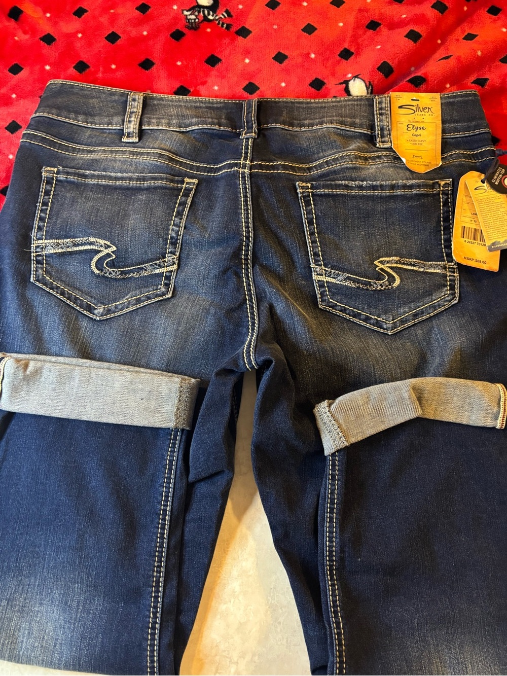 Silver Jeans Elyse Dark Blue Cuffed Women's Jean Capri